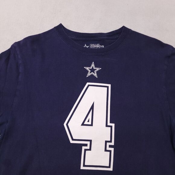 Dallas Cowboys #4 Prescott Casual Graphic T-Shirt Adult Mens Size S Blue - Picture 1 of 11